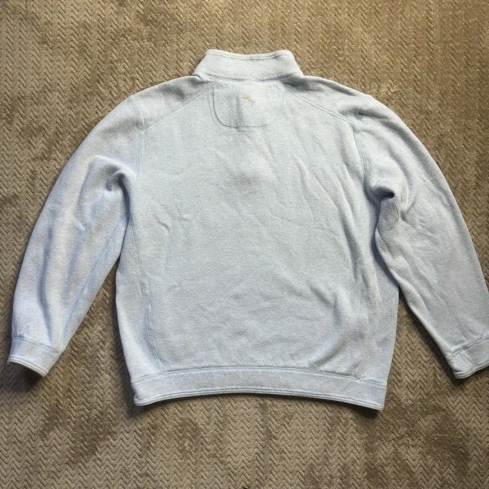 Tommy Bahama 1/4 Snap Cotton Mock‎ Neck Pullover Sweater Mens Sky Light Blue